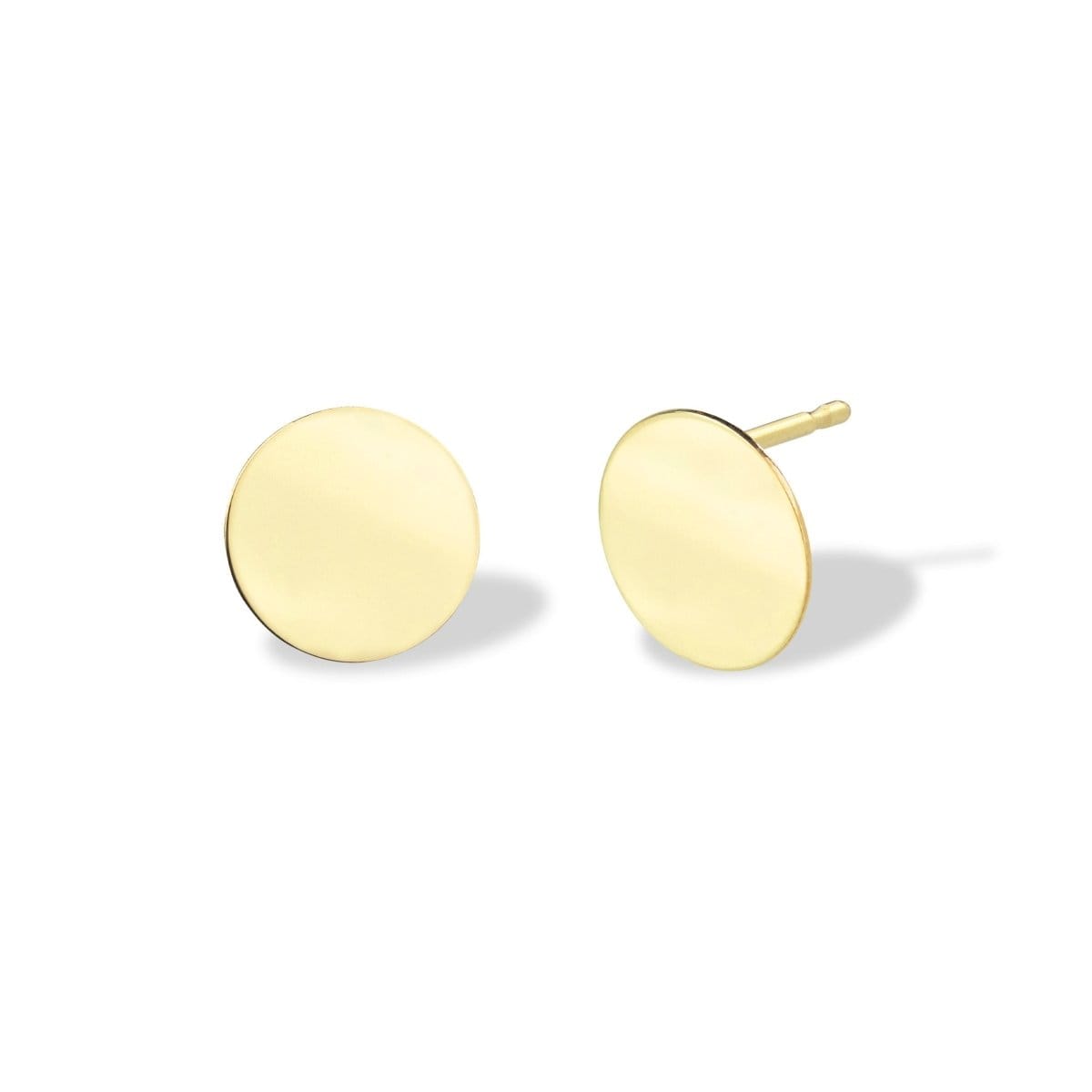 A pair of Solid Eclipse Earrings - Small in yellow gold on a white background. 