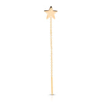 A 14K Gold Charm Threader Earring in star and yellow gold on a white background. 
