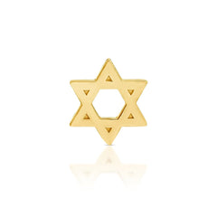 A Charm Stud - Star of David in yellow gold on a white background.