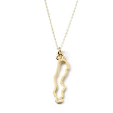 A Sweden pendant necklace in yellow gold on a white background.