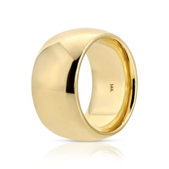 A Thick Band in yellow gold on a white background. 