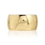A Thick Band in yellow gold on a white background. 