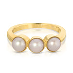 A Tres Pearl Ring on a white background. 