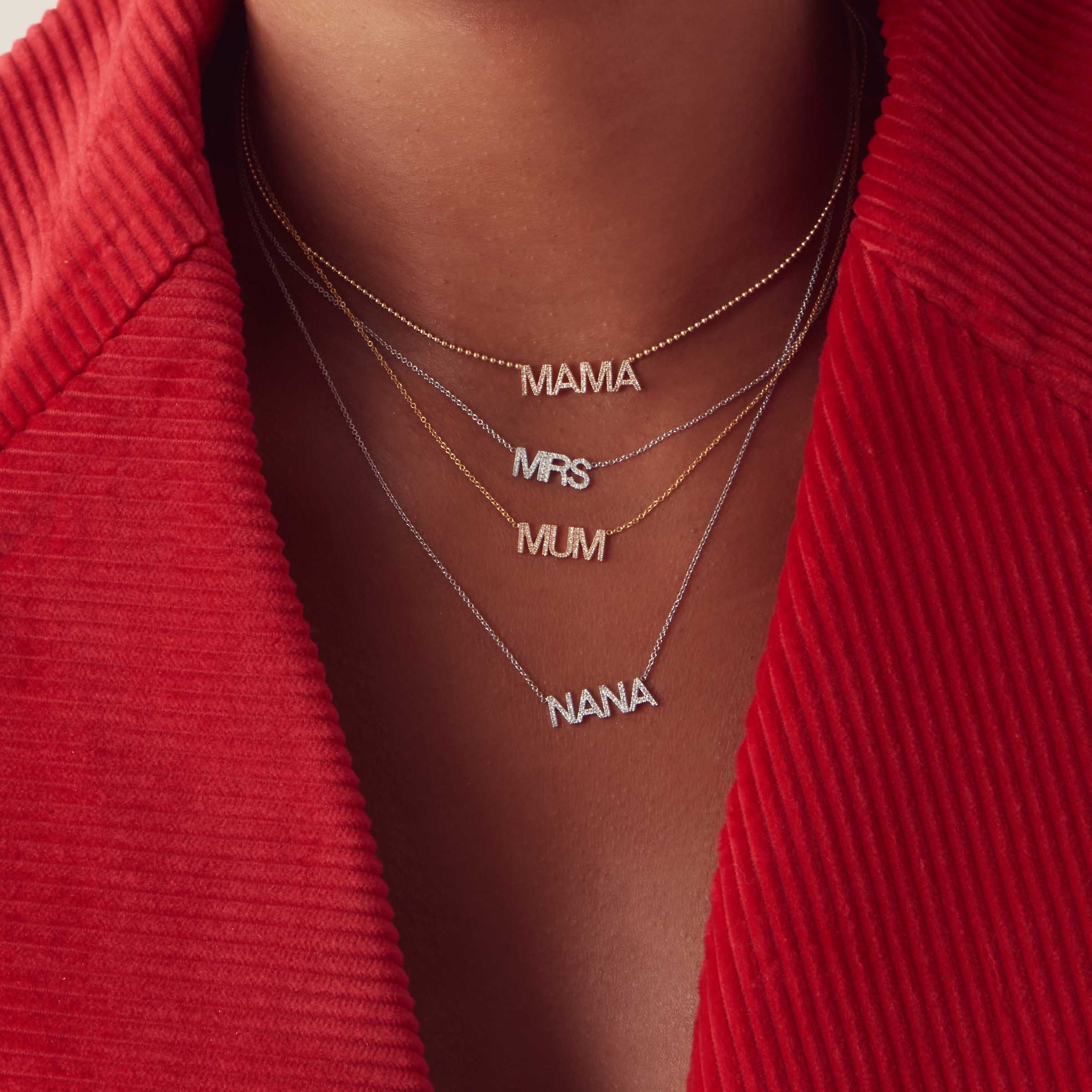 14K Gold Diamond Mama Necklace – Van Der Hout Jewelry