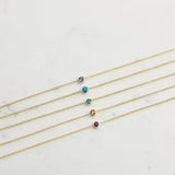 14K Gold Asymmetrical Birthstone Necklace - Turquoise (December)
