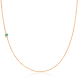 14K Gold Asymmetrical Birthstone Necklace - Emerald (May)