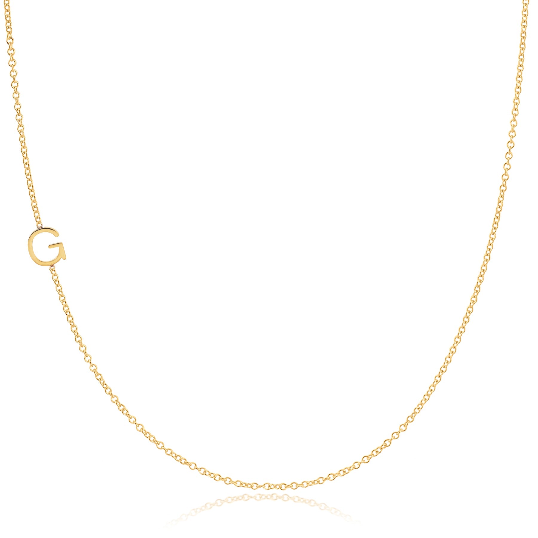 14K GOLD ASYMMETRICAL LETTER NECKLACE - G