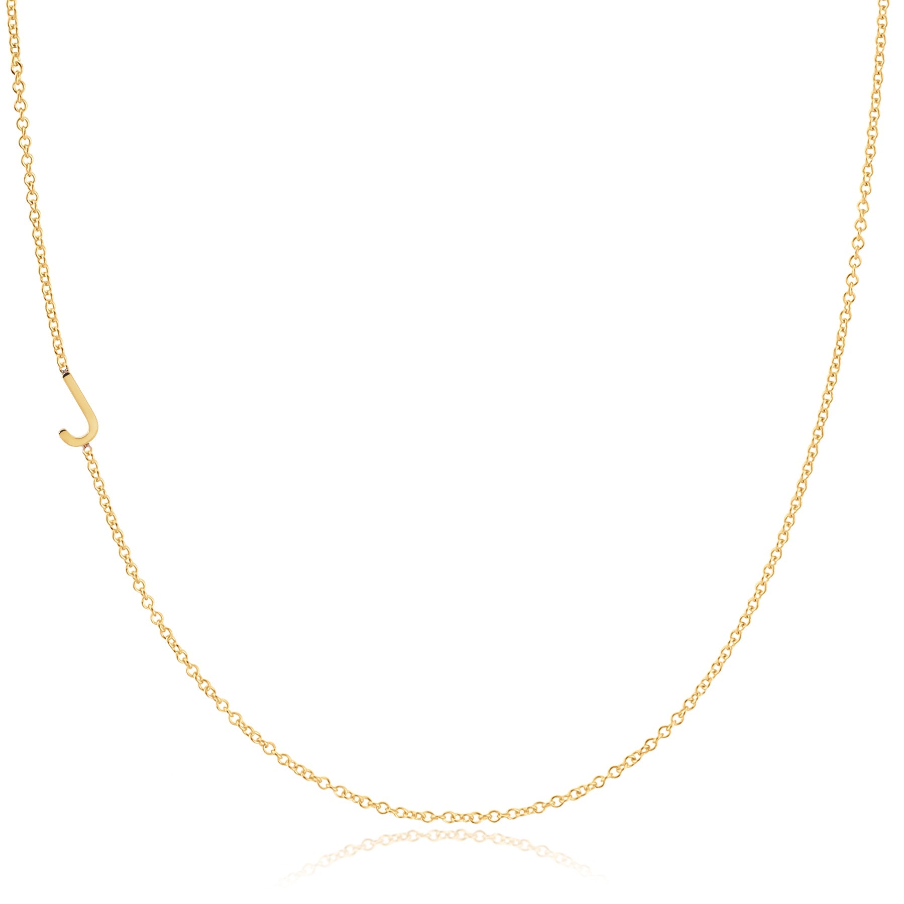 14K GOLD ASYMMETRICAL LETTER NECKLACE - J