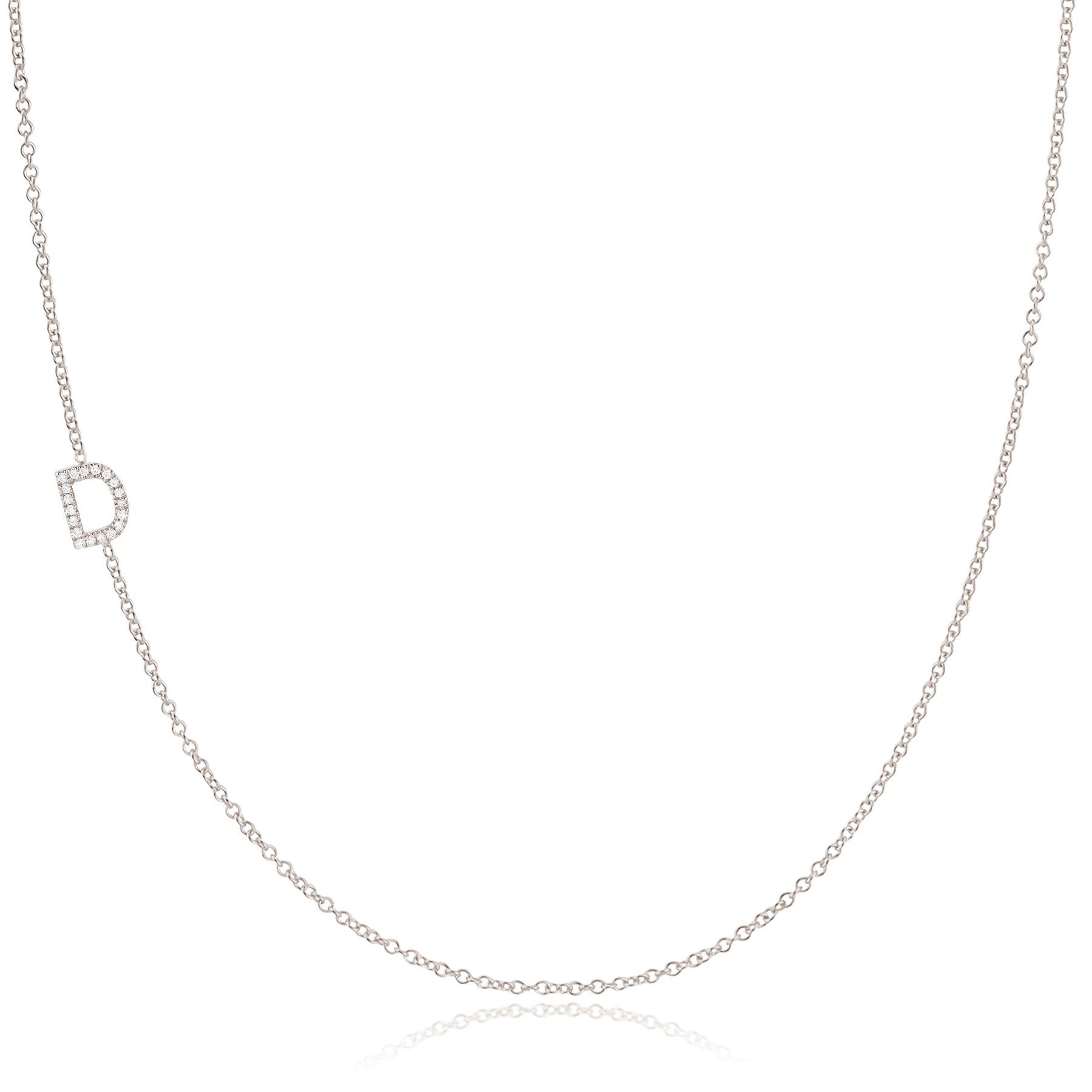 14K GOLD ASYMMETRICAL LETTER NECKLACE D MayaBrennerUK