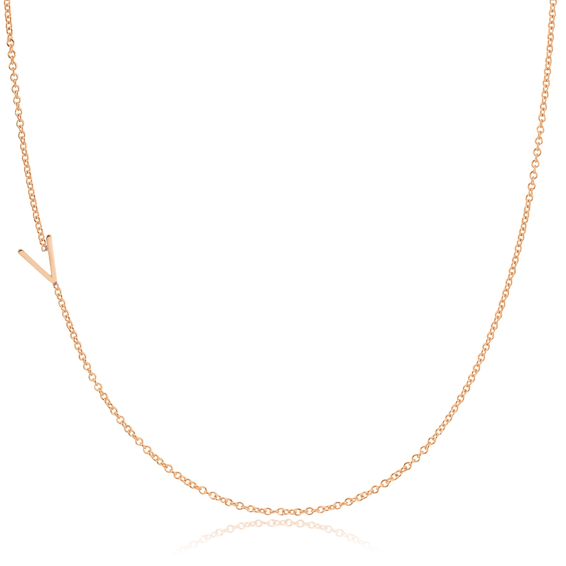 14K GOLD ASYMMETRICAL LETTER NECKLACE - V