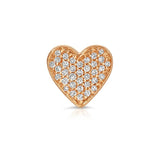 Rose gold heart-shaped pendant with embedded diamonds on a white background