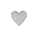 Heart-shaped silver pendant with embedded stones on a white background