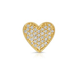 Gold heart-shaped pendant with embedded diamonds on a white background