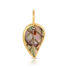 An Abalone Leaf Charm on a white background. 