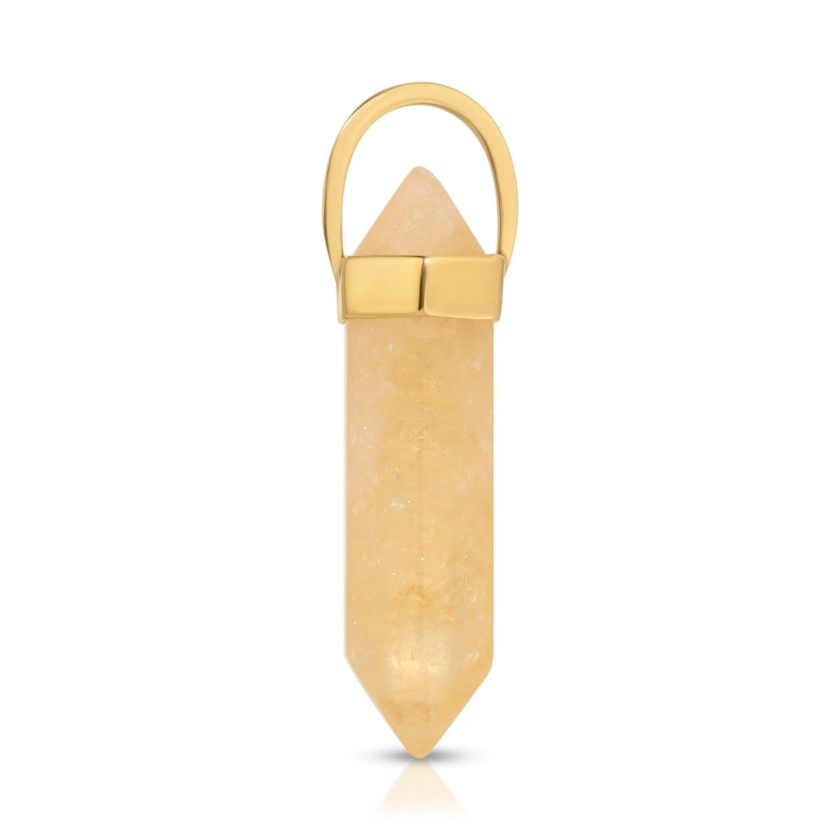 A Balance Crystal Charm in Citrine on a white background. 