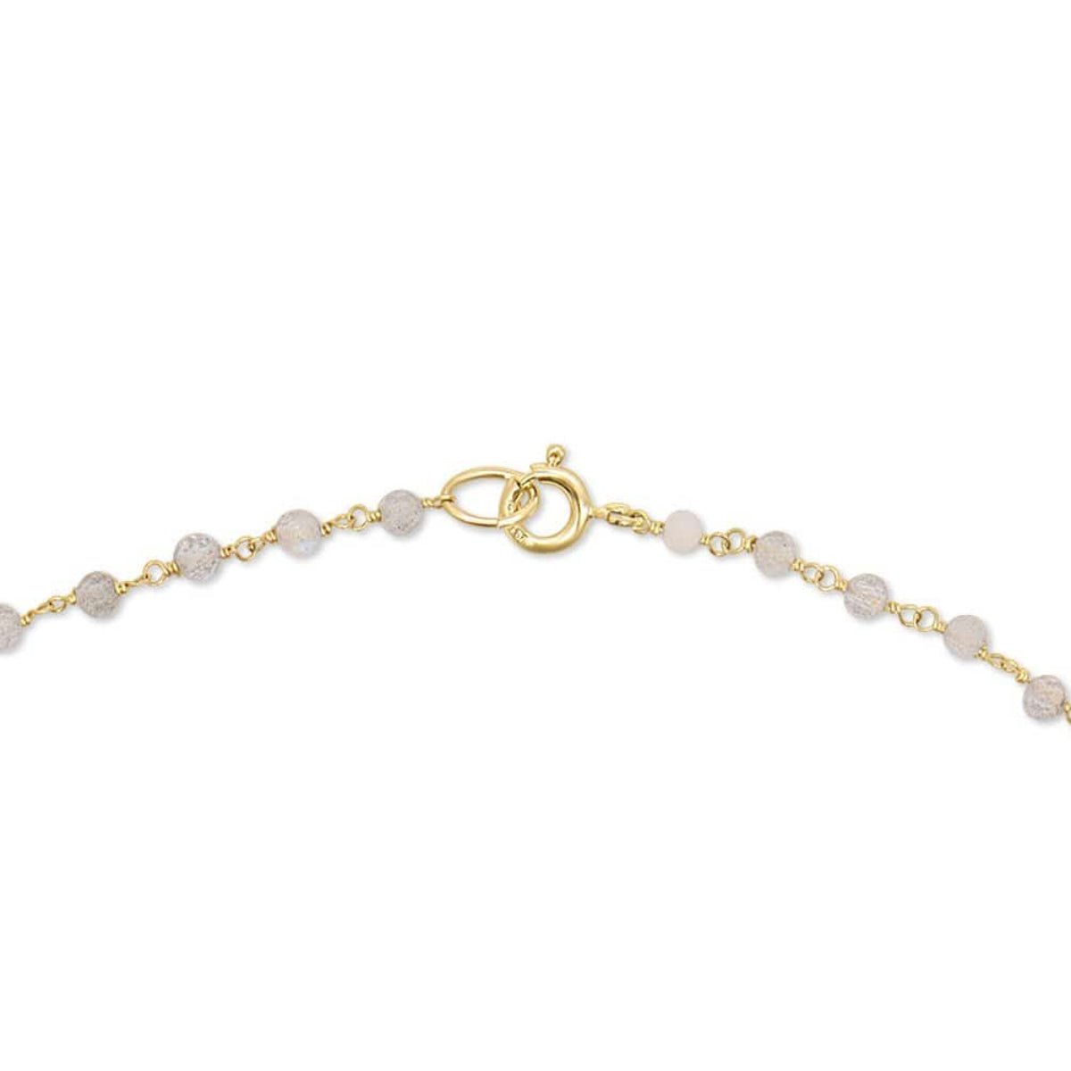 The back of The Sage Bouquet Necklace, featuring the clasp closure. 