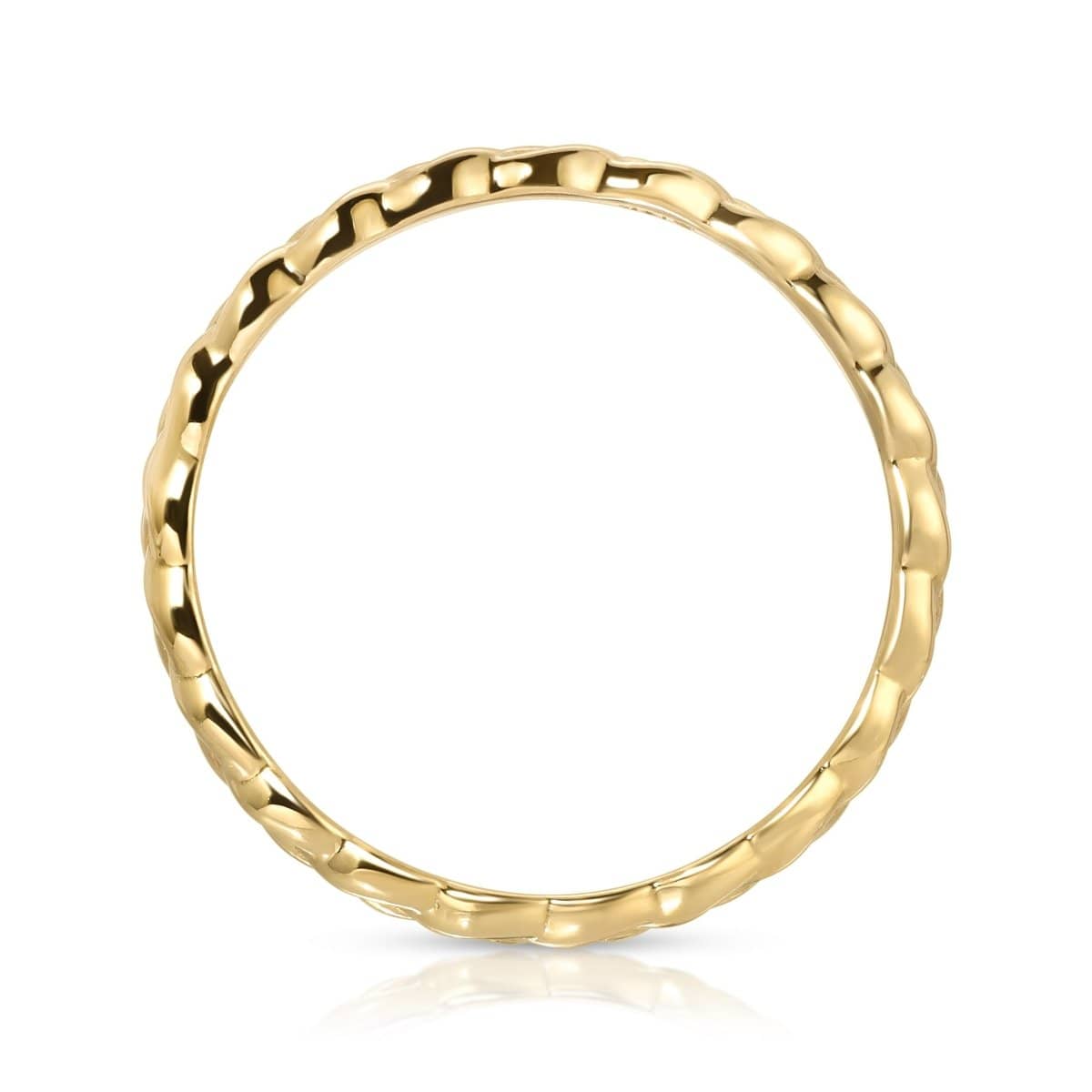 A Braided Ring in yellow gold on a white background.