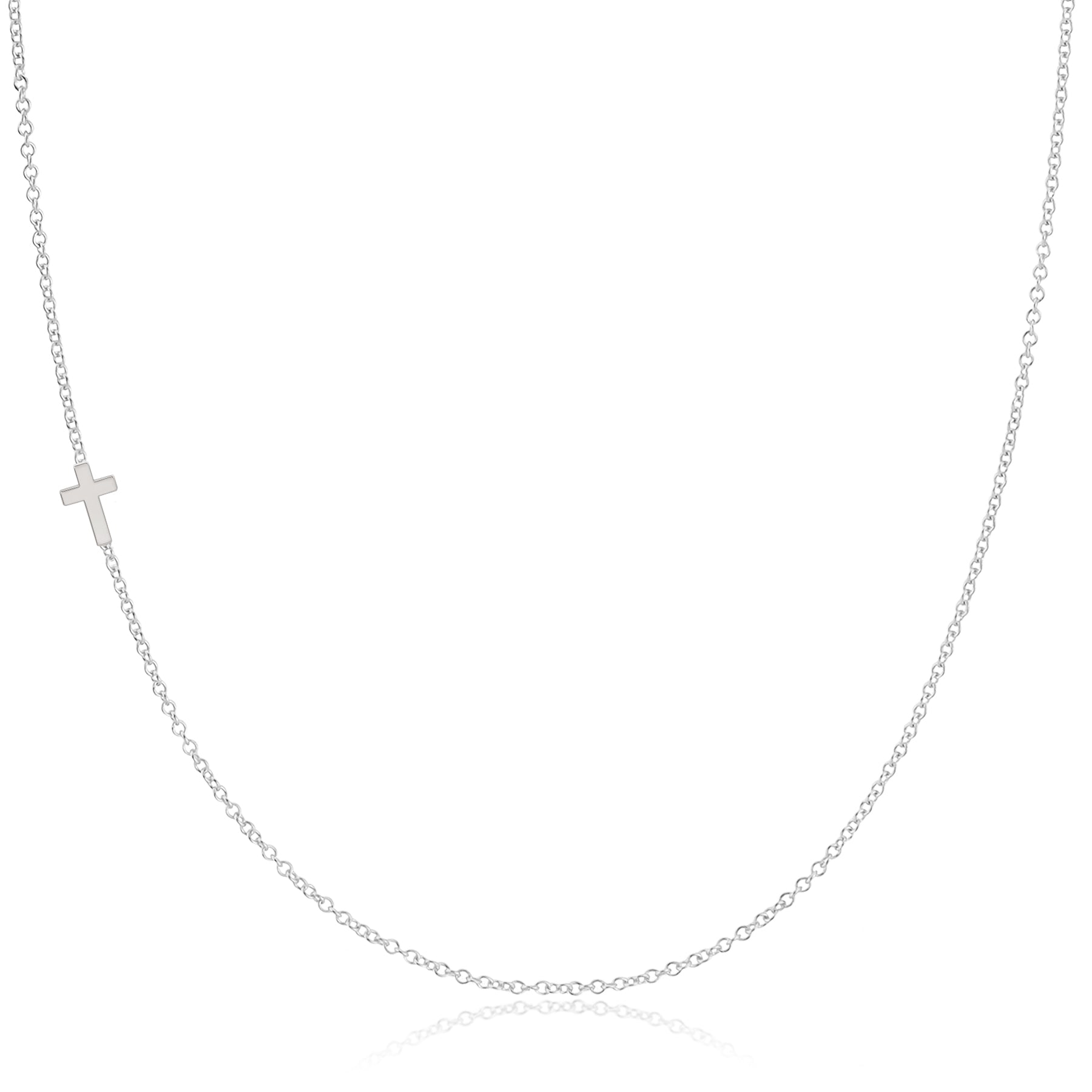 14K GOLD ASYMMETRICAL CHARM NECKLACE - Cross