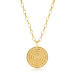 Virtues Pendant - Circle in yellow gold vermeil on a white background. 