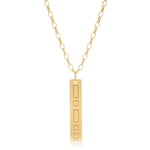 Virtues Pendant - Rectangle in yellow gold vermeil on a white background. 
