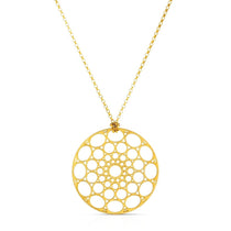 Skylight Necklace in gold vermeil on a white background.