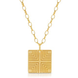 Virtues Pendant - Square in yellow gold vermeil on a white background. 