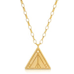 Virtues Pendant - Triangle in yellow gold vermeil on a white background. 