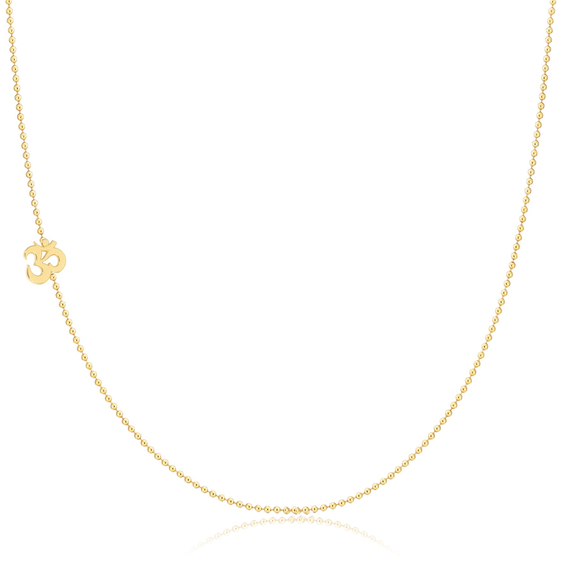 14K GOLD ASYMMETRICAL CHARM NECKLACE - Om