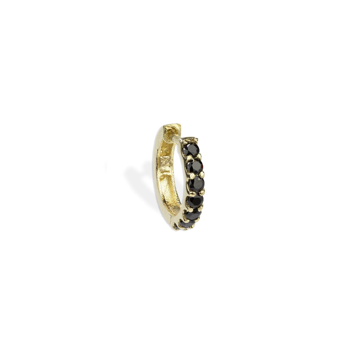 oncy gold huggie on white backgound
