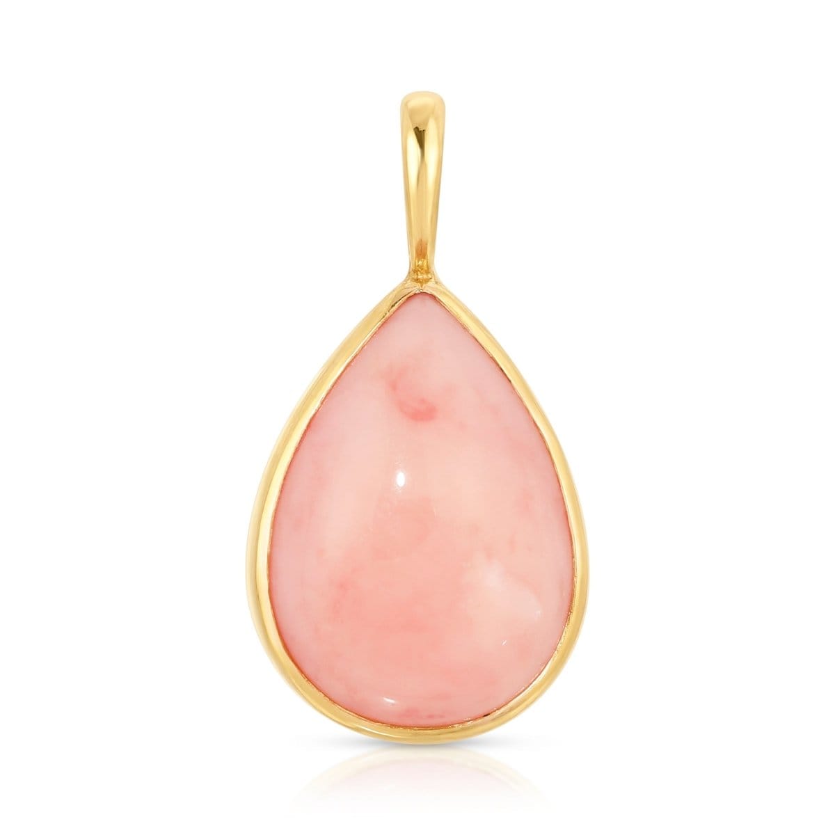 A Pink Opal Tear Drop Charm on a white background. 