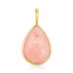 A Pink Opal Tear Drop Charm on a white background. 