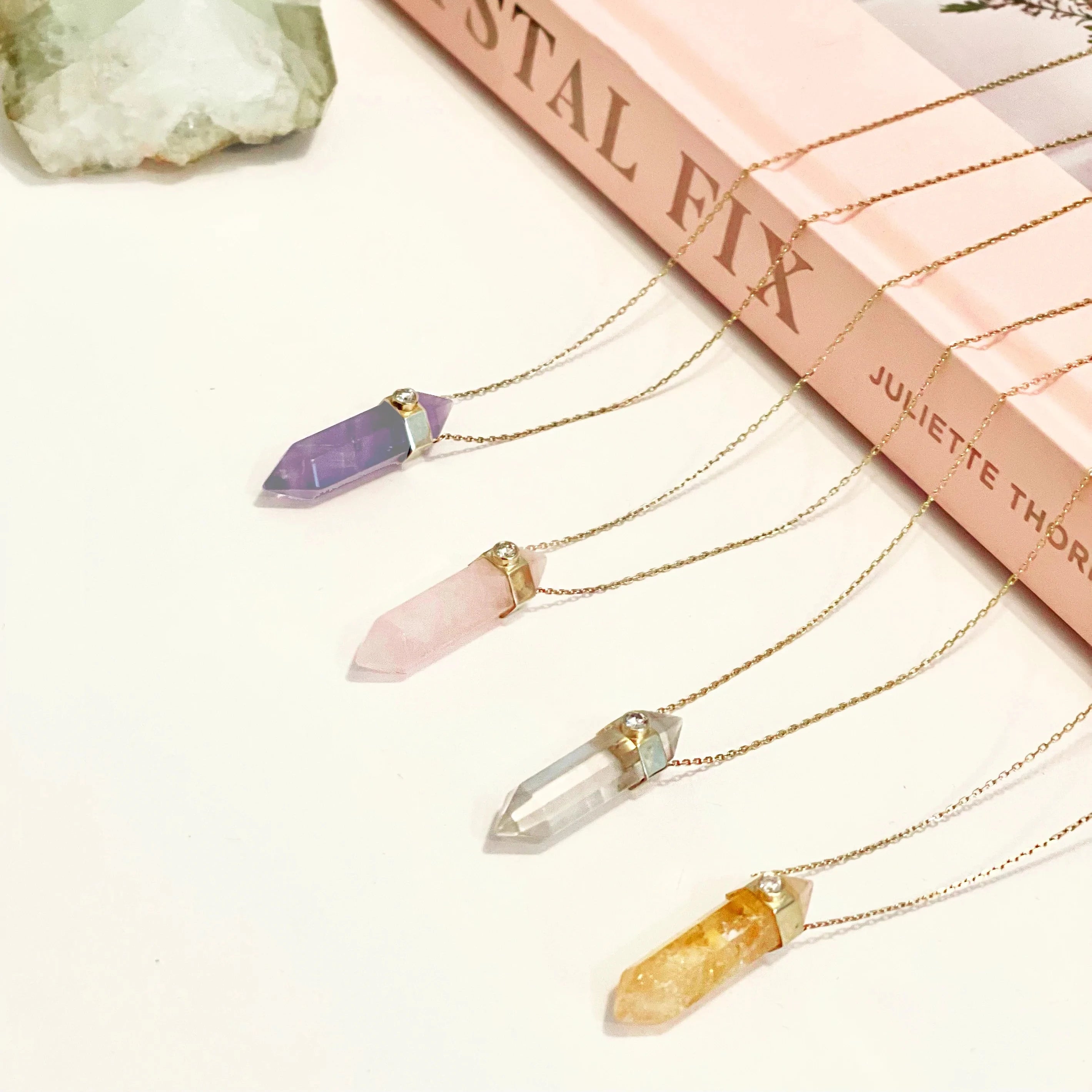 Crystal Necklace, Healing Crystal Jewelry, Geo Stone Necklace - Etsy UK