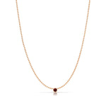 A Single Birthstone Layering Necklace - Rose Gold in Garnet on a white background.