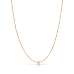A Single Birthstone Layering Necklace - Rose Gold in Moonstone on a white background.