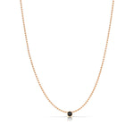 A Single Birthstone Layering Necklace - Rose Gold in Onyx on a white background.