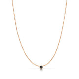 A Single Birthstone Layering Necklace - Rose Gold in Onyx on a white background.