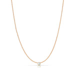 A Single Birthstone Layering Necklace - Rose Gold in Opal on a white background.