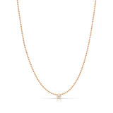 A Single Birthstone Layering Necklace -Rose Gold in Pearl on a white background.