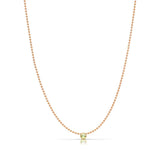 A Single Birthstone Layering Necklace - Rose Gold in Peridot on a white background.