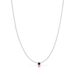 A Single Birthstone Layering Necklace - White Gold in Garnet on a white background.