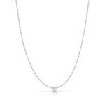 A Single Birthstone Layering Necklace - White Gold in Moonstone on a white background.