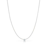 A Single Birthstone Layering Necklace - White Gold in Moonstone on a white background.