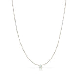 A Single Birthstone Layering Necklace - White Gold in Opal on a white background.