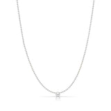 A Single Birthstone Layering Necklace -White Gold in Pearl on a white background.