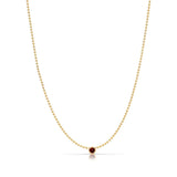 A Single Birthstone Layering Necklace - Yellow Gold in Garnet - January on a white background.