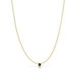 A Single Birthstone Layering Necklace - Yellow Gold in Onyx - August on a white background.
