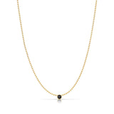 A Single Birthstone Layering Necklace - Yellow Gold in Onyx - August on a white background.
