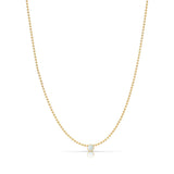 A Single Birthstone Layering Necklace - Yellow Gold in Opal - October on a white background. 