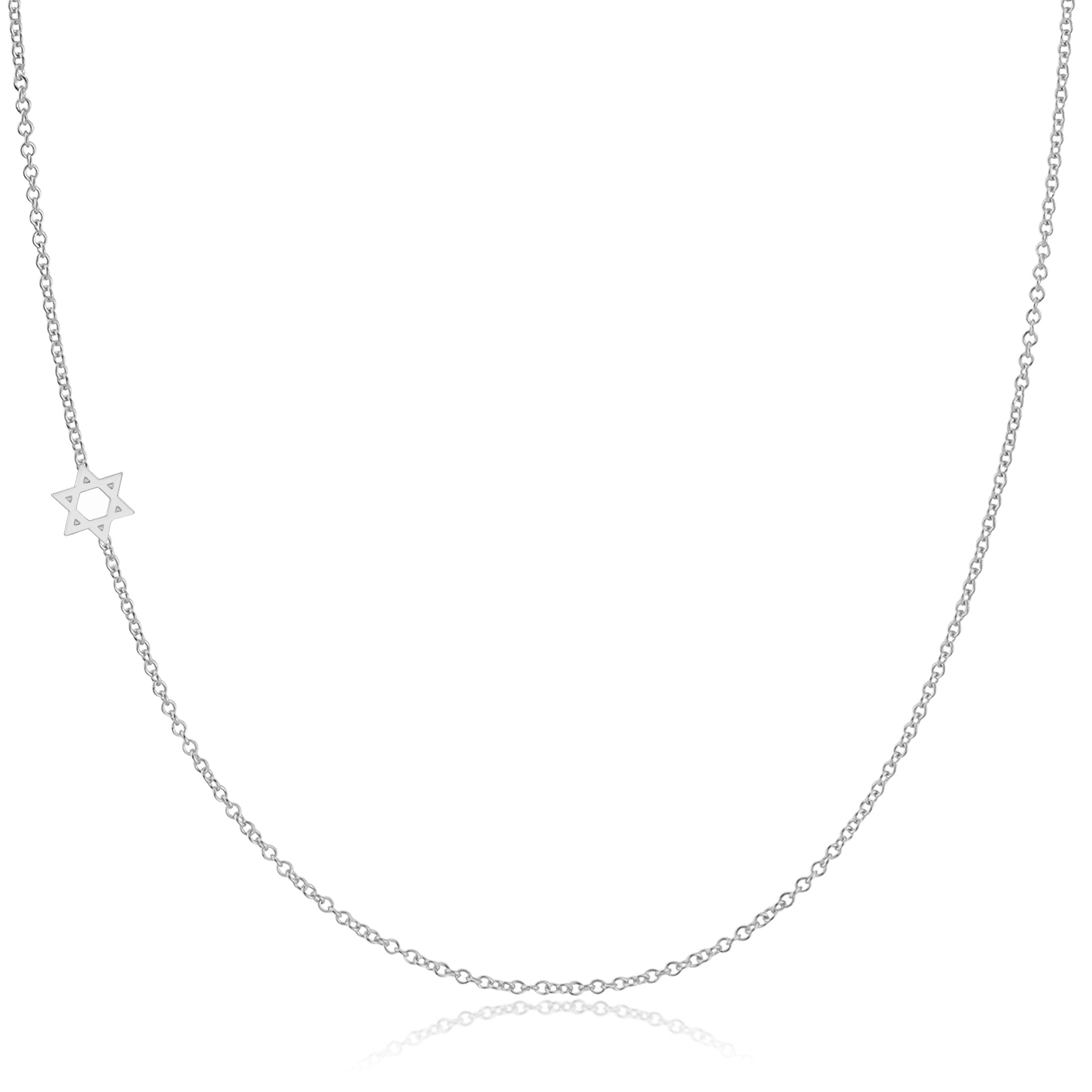 14K GOLD ASYMMETRICAL CHARM NECKLACE - Star of David