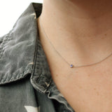 14K Gold Asymmetrical Birthstone Necklace - Tanzanite (December)